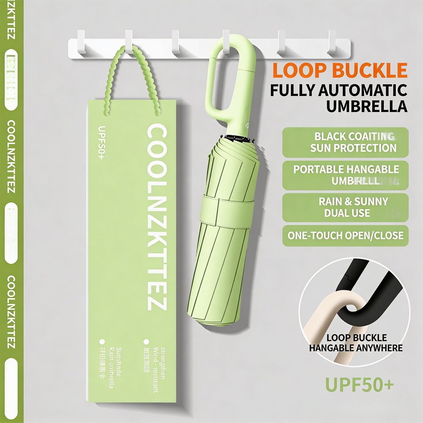 ☔120-Rib Automatic Umbrella with Hook Handle – Your All-Weather Essential-CJP