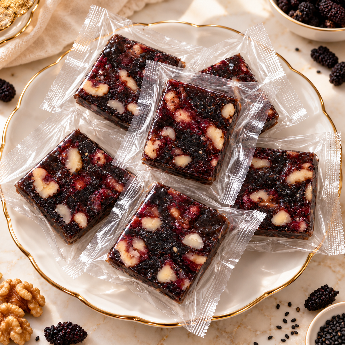 😋Premium Black Sesame Mulberry Walnut Cake-KPL
