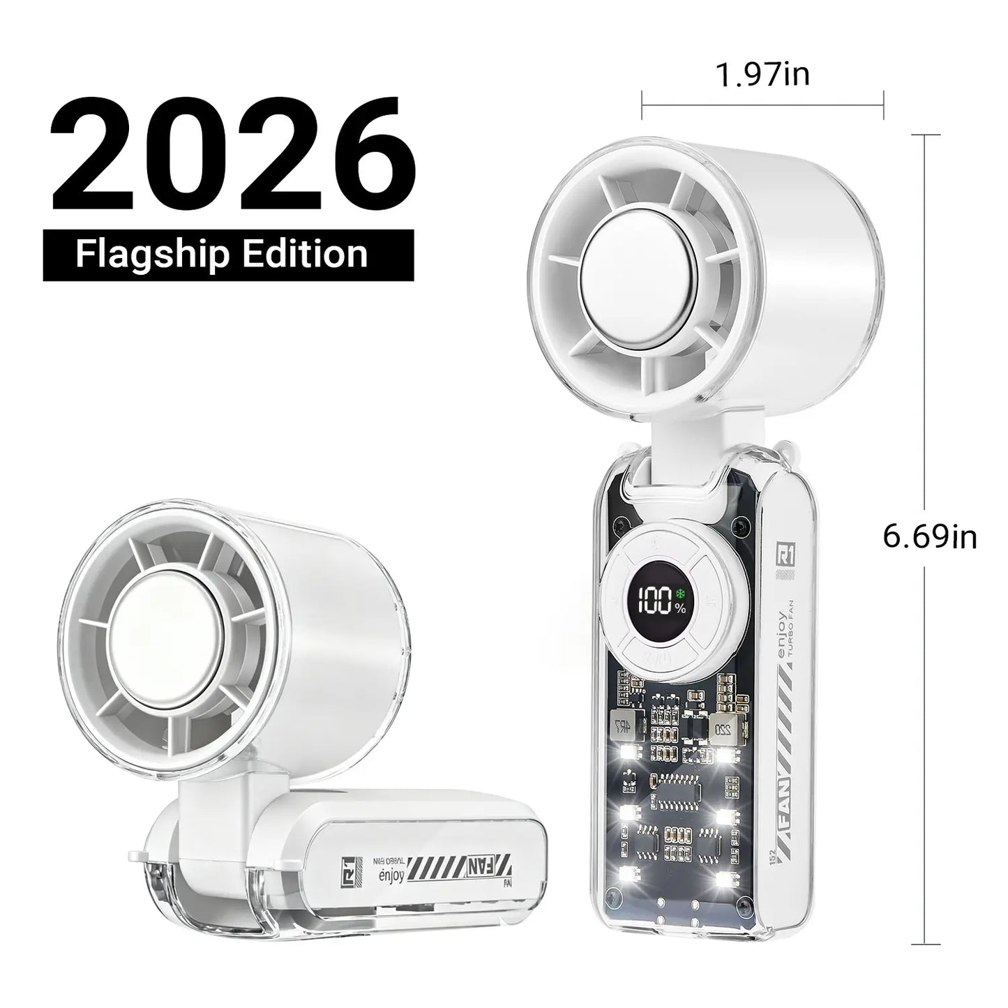 Qawtor 2026 Flagship Cyberpunk Turbo Fan | 199-Speed Semiconductor Ice-Cooling Handheld Fan ❄️🚀 LGZ