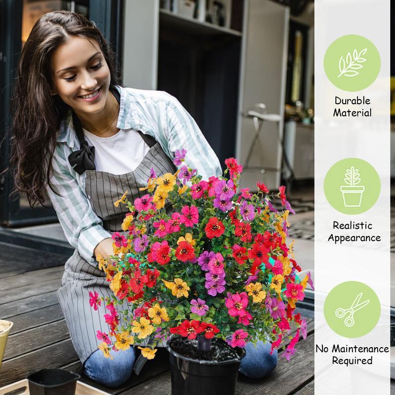 6-Color Artificial Flower (6/12pcs/set), UV Resistant Colorful Fake Flower, Decorative Bouquet for Home Garden Party Wedding Decor, Artificial Flowers Bouquet-LGZ