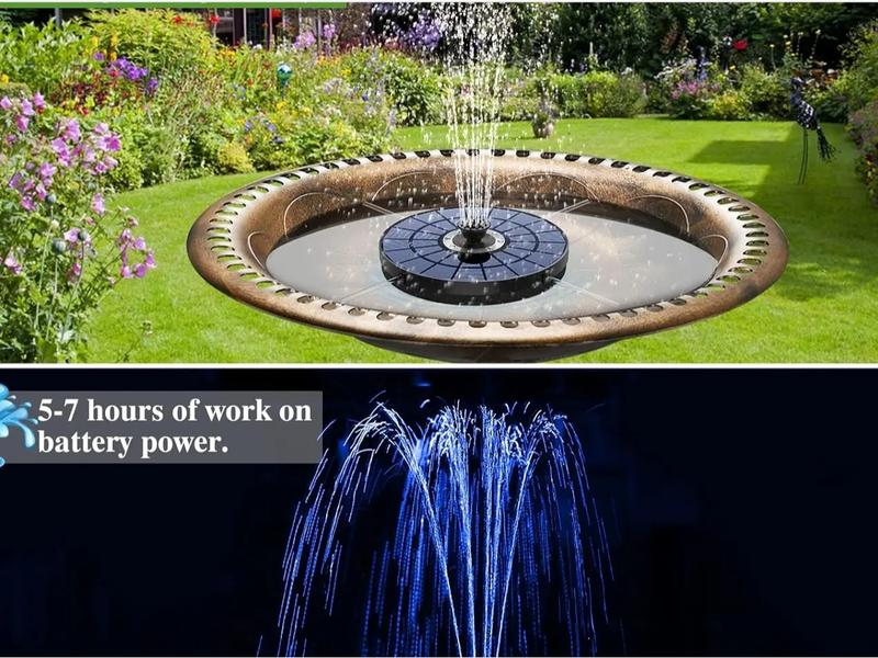 Solar Fountain, Solar Powered Bird Bath Fountain Pump, 1.5W Solar Panel Kit Water Pump, Outdoor Watering Submersible Pump for Pond, Pool, Garden, Fish Tank-LGZ