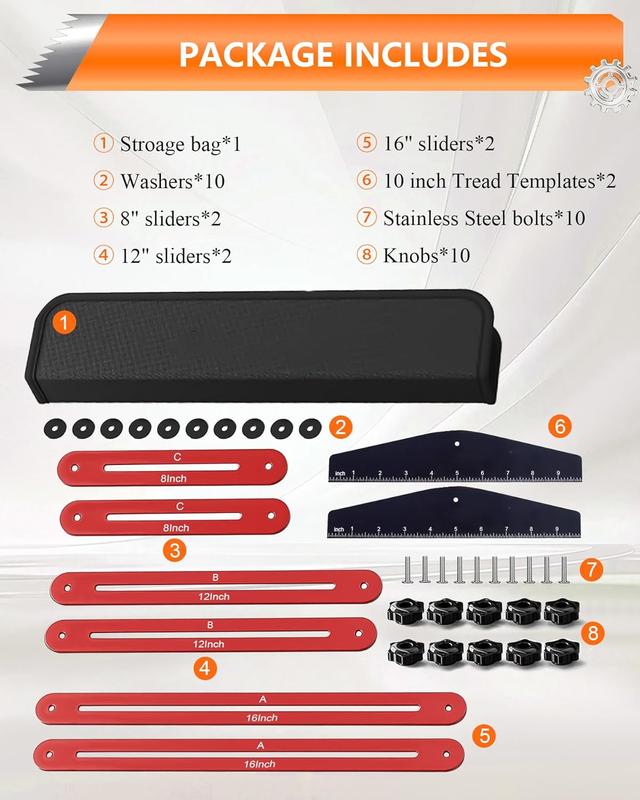 Aluminum Alloy Stair Tread Template Tool, Professional Adjustable Stair Measuring Tool and Gauge Jig, Precision Woodworking Tool for Stairs, Risers and Shelves.-KPL