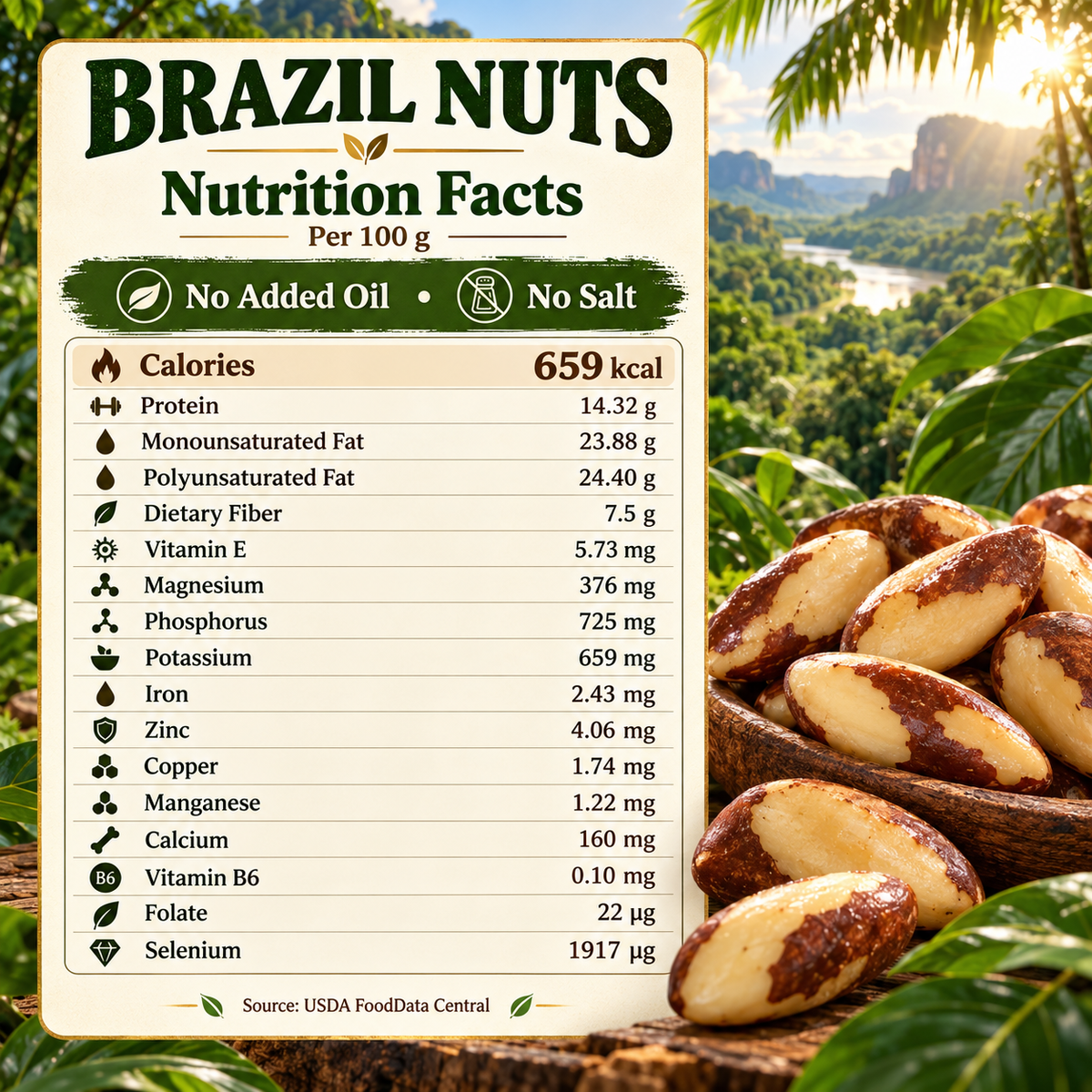 🌴Premium Brazil Nuts — Wild Harvested From Bolivia Rainforest, Fresh & Buttery Crunch-FDA