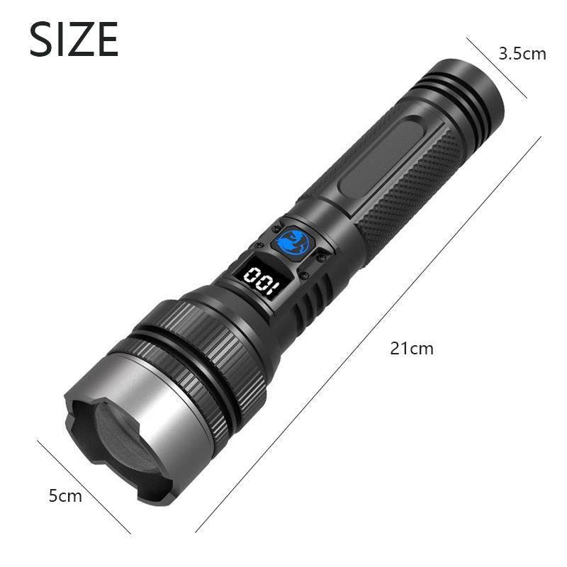 🔦2-in-1 Strong Flashlight (Power Bank)🔦, Digital display ofpower, Rechargeable, Zoomable,, X4Waterproof,Adjustable Brightness Flash Light for Outdoor, Emergency,Camping Accessories.-AUX