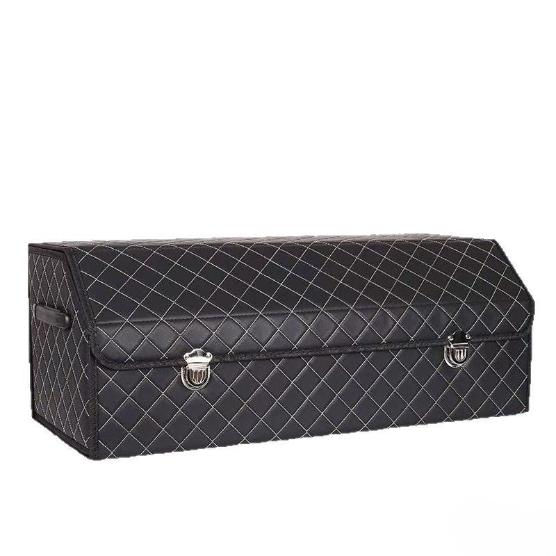 Premium Quilted Leather Car Trunk Storage Box | Large Capacity, Foldable & Customizable Organizer-YOY