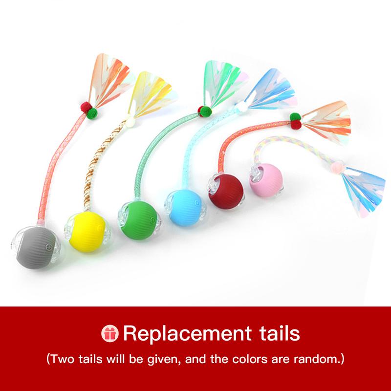 Interactive Moving Cat Toy Ball, Automatic Rolling Pet Toy with Tail, USB Rechargeable Smart Ball for Cats & Small Dogs-TTT
