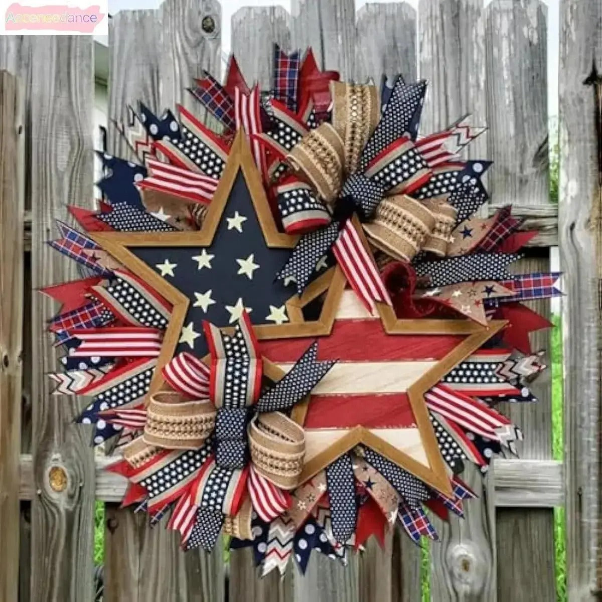 Premium Patriotic Star Wreath | Rustic Americana Front Door Holiday Decor 🇺🇸✨ LGZ