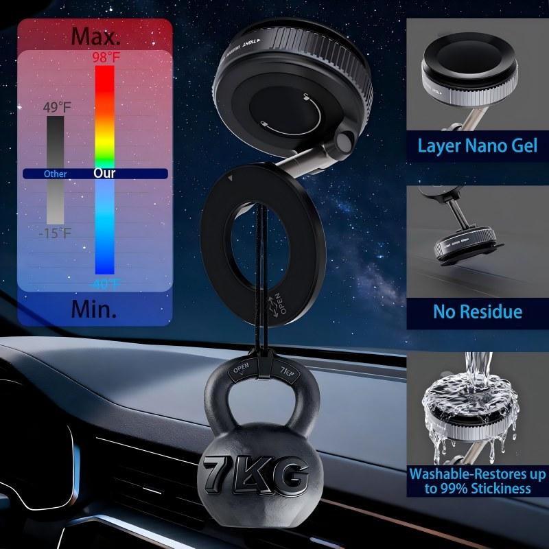 Magnetic Car Phone Mount, Strong Suction Cup Dashboard Holder, 360° Rotation Foldable Cell Phone Stand for Car-TTT