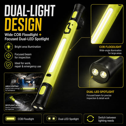 🛠️ Foldable Magnetic COB Work Light, Rechargeable Mechanic Inspection Flashlight for car repair and outdoor emergency use-XLB