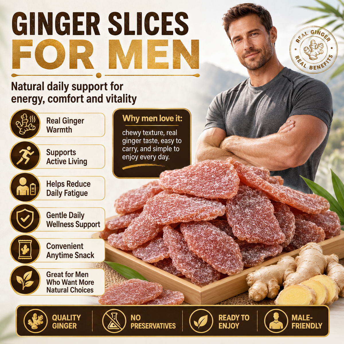 Natural Ginger Slices for Men – Daily Vitality & Wellness Support-NEX