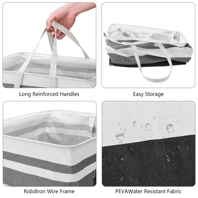 Collapsible Laundry Hamper Set, Large Capacity Fabric Laundry Baskets with Handles for Clothes & Storage-TTT