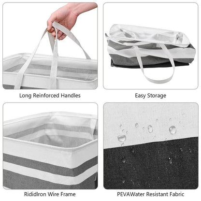 Collapsible Laundry Hamper Set, Large Capacity Fabric Laundry Baskets with Handles for Clothes & Storage-TTT
