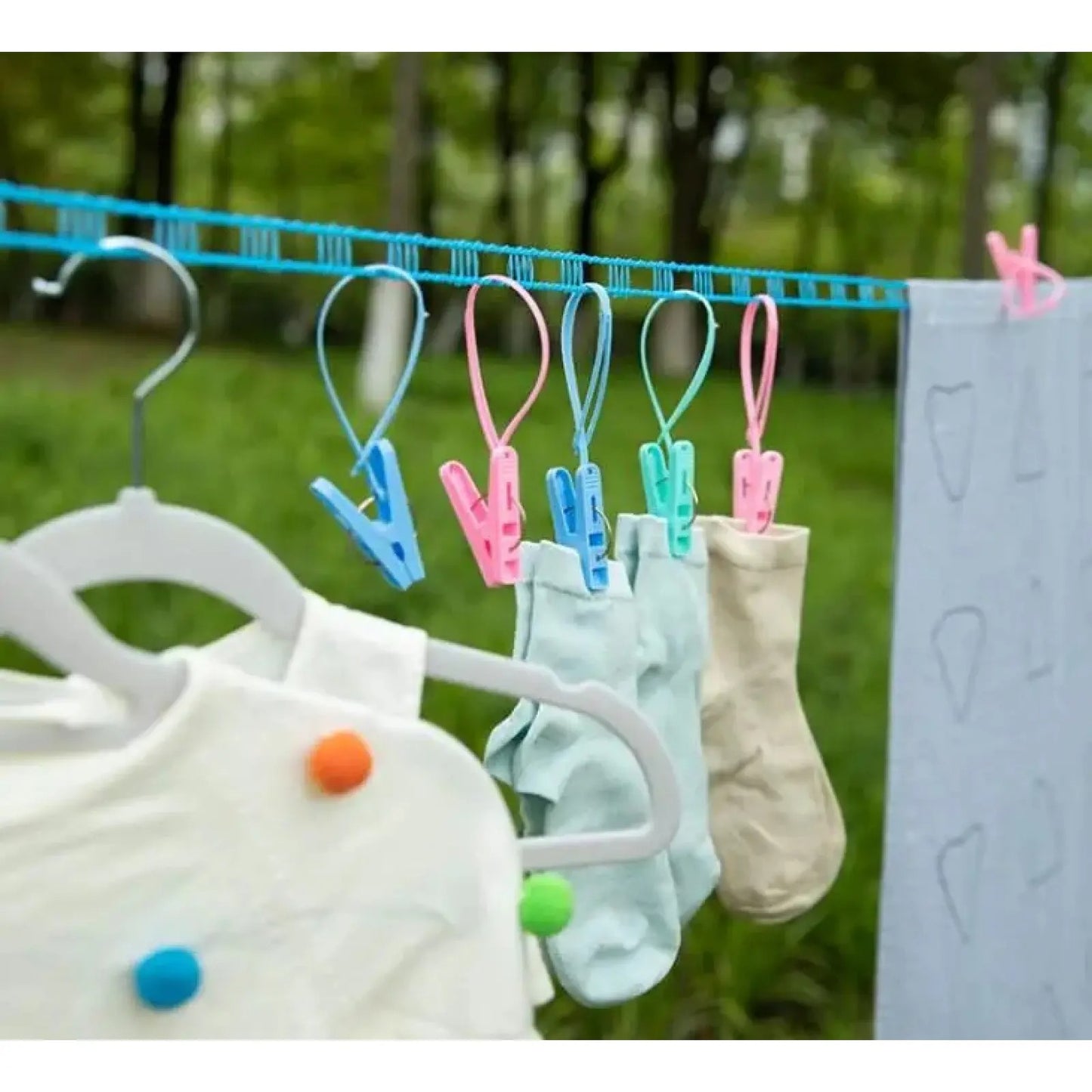 10M (32.8ft) Portable Windproof Clothesline | Retractable Fence-Style Non-Slip Drying Rope with Hooks for Outdoor, Travel, Camping & Home 🧺✨ LGZ