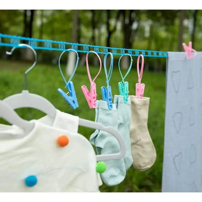 10M (32.8ft) Portable Windproof Clothesline | Retractable Fence-Style Non-Slip Drying Rope with Hooks for Outdoor, Travel, Camping & Home 🧺✨ LGZ