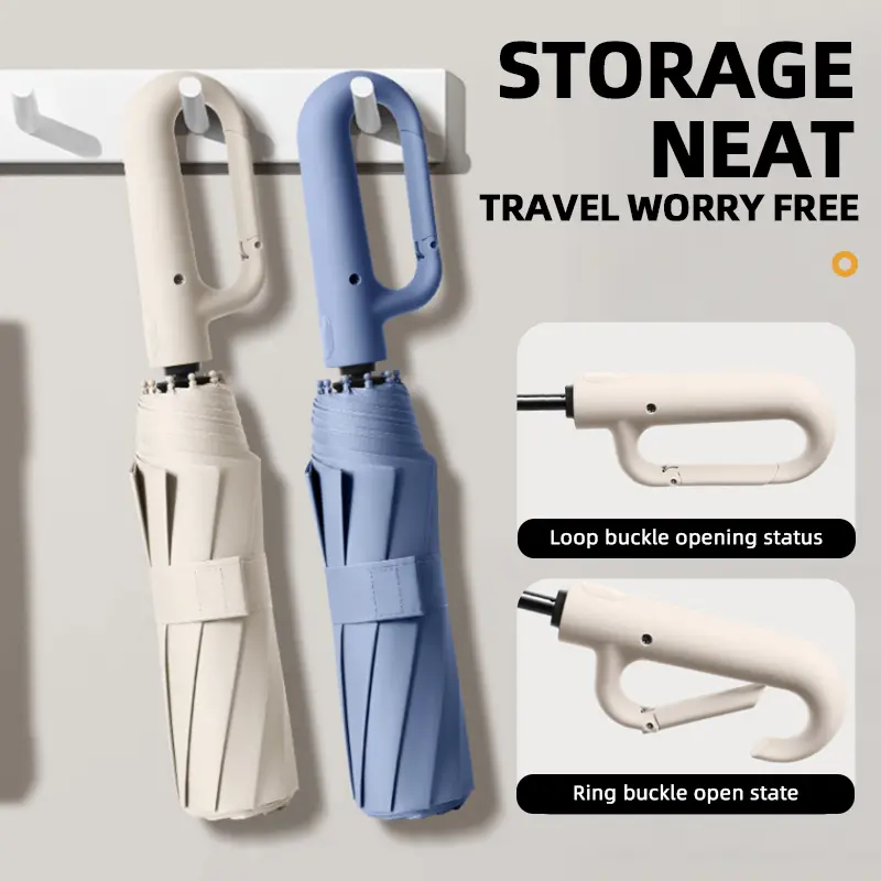 ☂️Automatic Folding Umbrella, Loop Buckle Design, Windproof Waterproof Sun Protection, Dual Use for Men Women-XLB