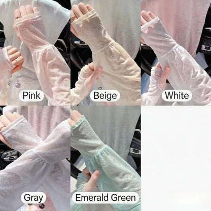 🧊New lace ice sleeve, gentle summer fairy style, suitable for driving, outdoor sun protection, loose cycling, breathable arm protector sleeve-CJP