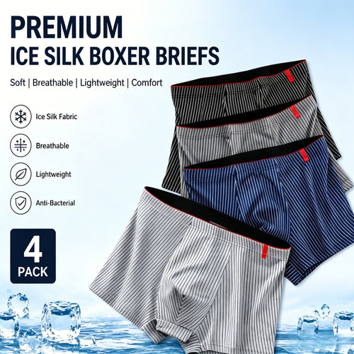 ❄️ Men’s Cooling Ice Silk Trunks - 3D Pouch Breathable Quick Dry Underwear-LT