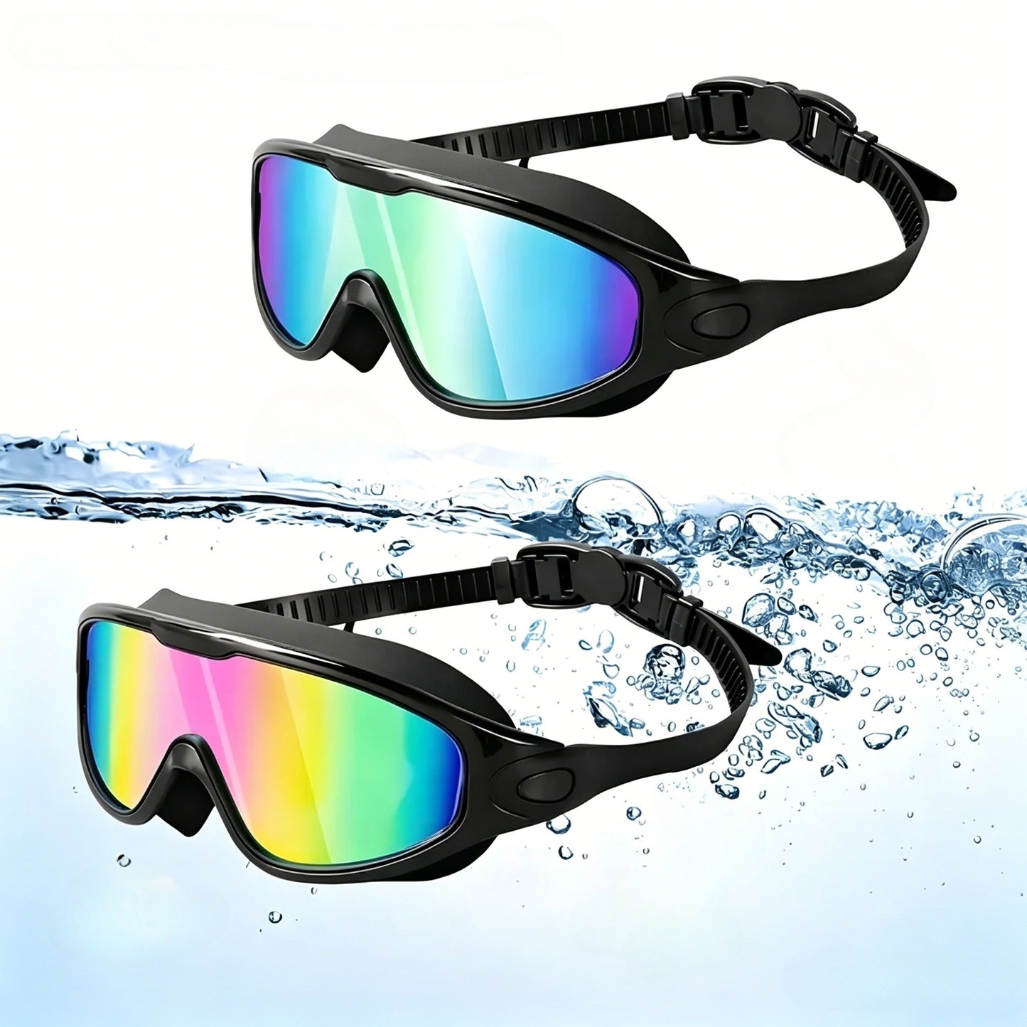 🏊Swim Goggles for Adults & Kids✨ Anti-fog & UV protective lenses🌞, equipped with earplugs and nose clip👂👃 Comfortable waterproof fit💧, ideal for swimming training & outdoor water fun-XLB