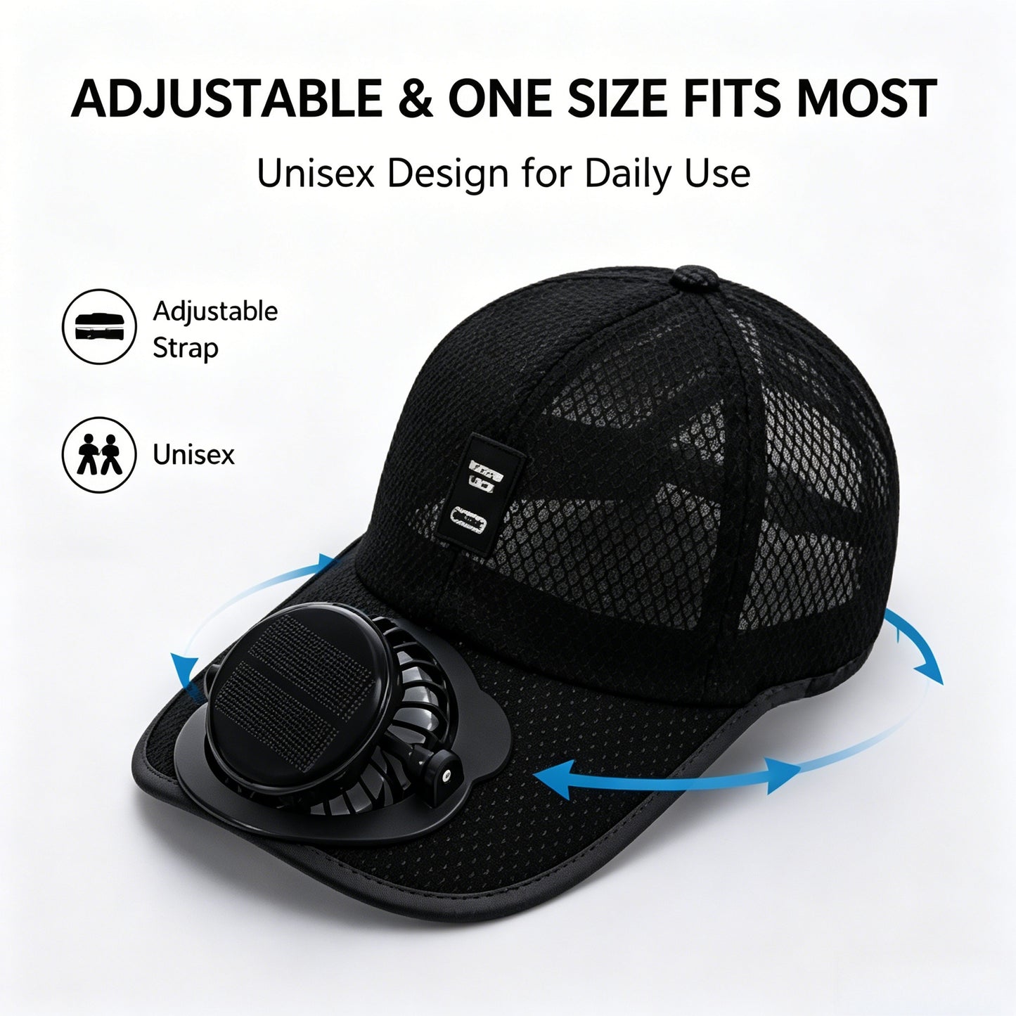 🌞Dual Fan Solar Powered Baseball Cap - Adjustable Speed, Breathable Mesh for Outdoor Sports-LT