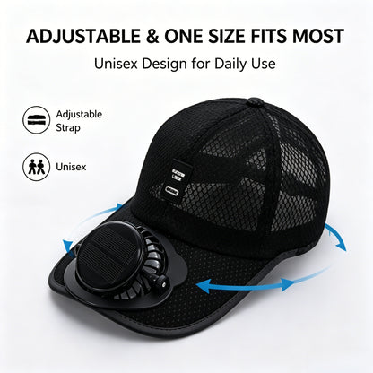 🌞Dual Fan Solar Powered Baseball Cap - Adjustable Speed, Breathable Mesh for Outdoor Sports-LT
