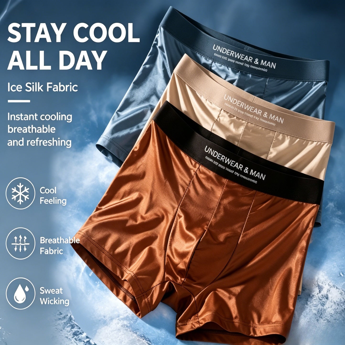 🛡️ Antibacterial Ice Silk Boxer Briefs | Odor-Control Quick-Dry Men's Underwear, Summer Must-Have-LT