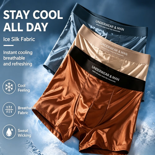 🛡️ Antibacterial Ice Silk Boxer Briefs | Odor-Control Quick-Dry Men's Underwear, Summer Must-Have-LT