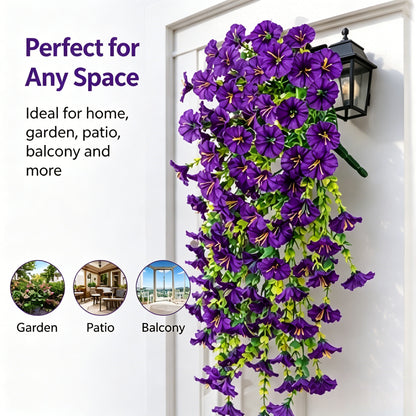 🌸 Lifelike Artificial Hanging Vines | Weatherproof Purple Trumpet Flowers for Year-Round Beauty-LT