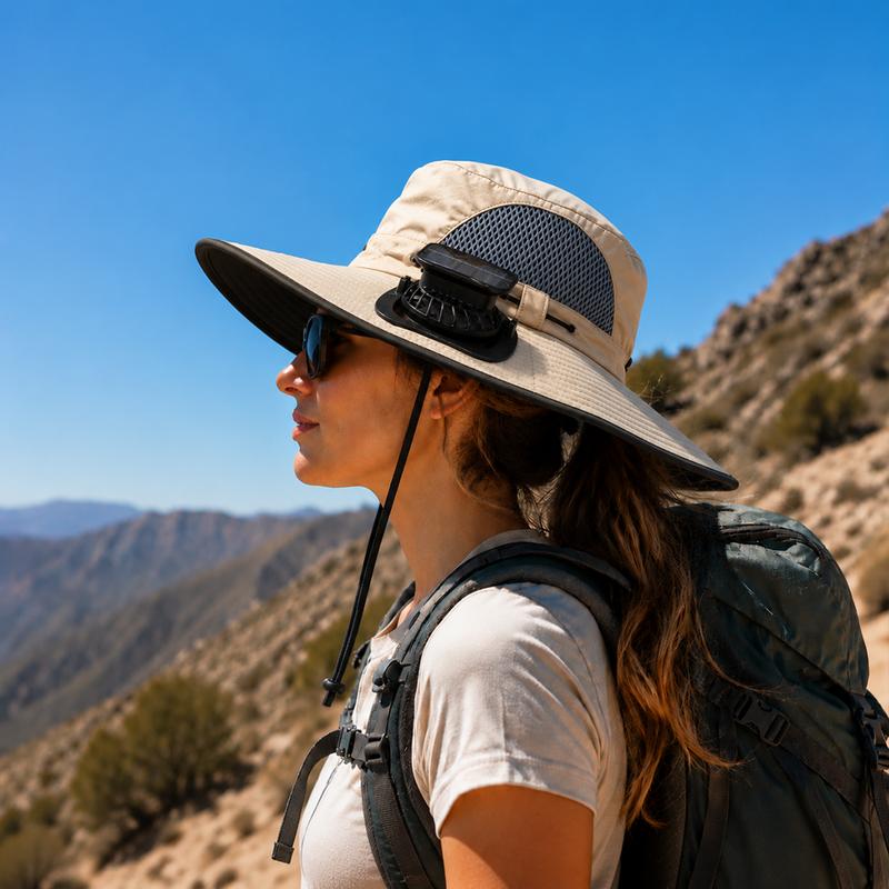 ☀️Built-in Fan Wide Brim Sun Hat🧢｜Waterproof Cooling Outdoor Hat Unisex-VIM