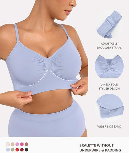 Seamless Comfort Wireless Bra, Plus Size Soft Support Bralette with Adjustable Straps, No Underwire Everyday Bra-TTT