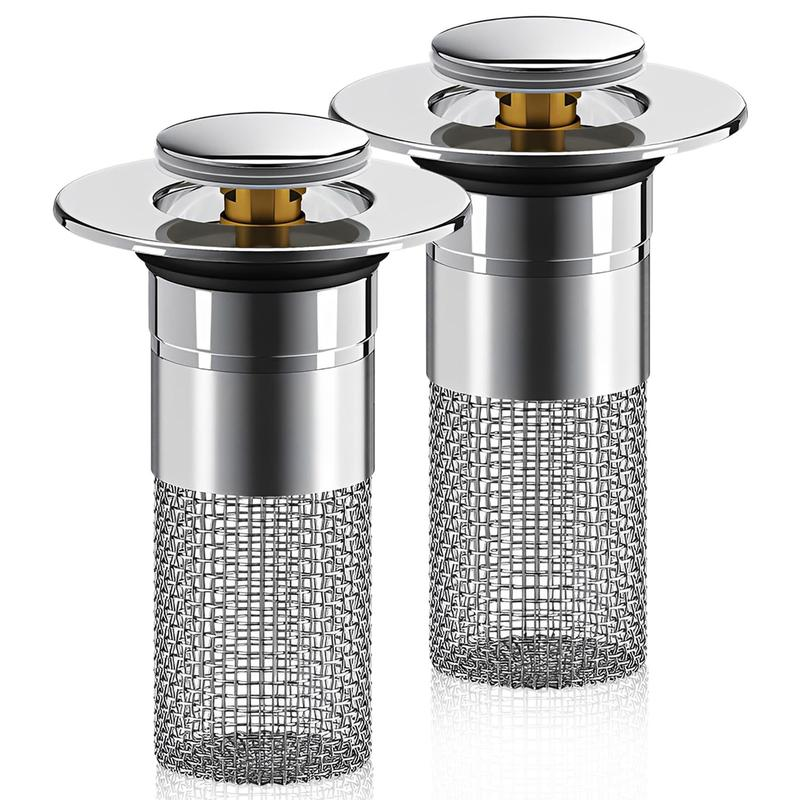 🚿Universal Pop-Up Bathroom Sink Drain Filter with Removable Stainless Steel Hair Catcher Basket🦠 Anti-Odor &Anti-Insect Design-YOY