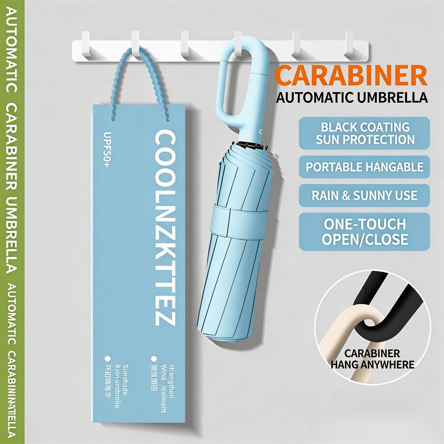 ☔120-Rib Automatic Umbrella with Hook Handle – Your All-Weather Essential-CJP