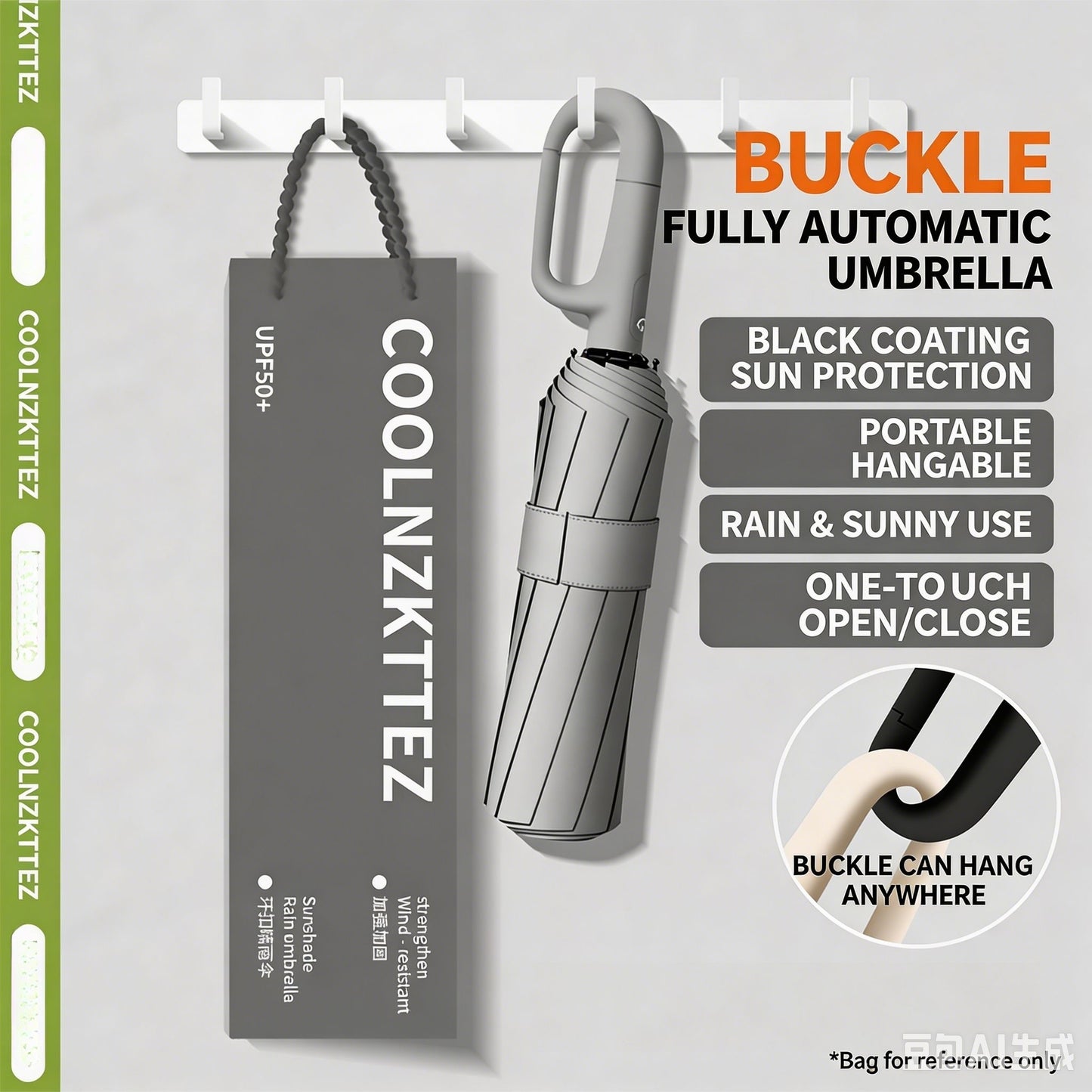 ☔120-Rib Automatic Umbrella with Hook Handle – Your All-Weather Essential-CJP