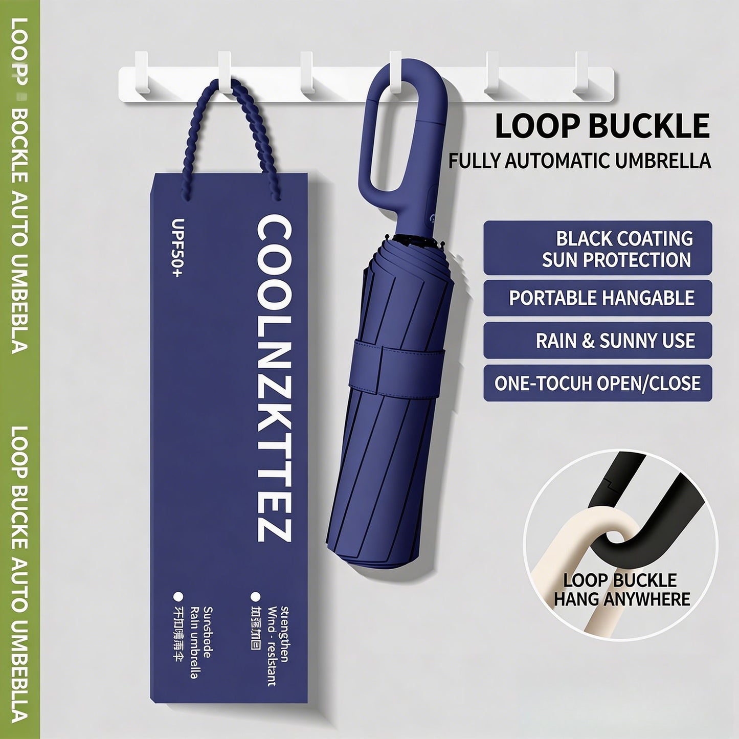☔120-Rib Automatic Umbrella with Hook Handle – Your All-Weather Essential-CJP
