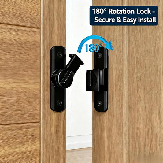 3-Pack Adjustable Security Door Lock Set, Heavy Duty 90/180 Degree Zinc Alloy Flip Latches for Home, Cabinet Closet, Office, Hotel, Apartment, Sliding Barn Door, Black & Silver Screws, Mini Gadgets Hardware Door Reinforcement Locking Hinges.-KPL