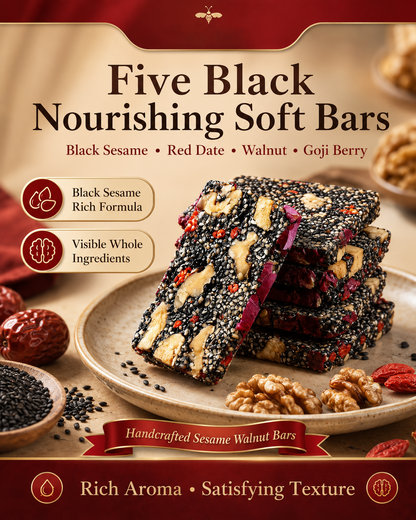 Five Black Nourishing Sesame Bars – Heart & Blood Sugar Friendly Healthy Snack-ZRT