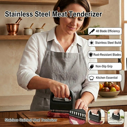 Premium 48-Blade Stainless Steel Meat Tenderizer – Transform Any Meat into a Melt-in-Your-Mouth Masterpiece! 🥩✨-DZT