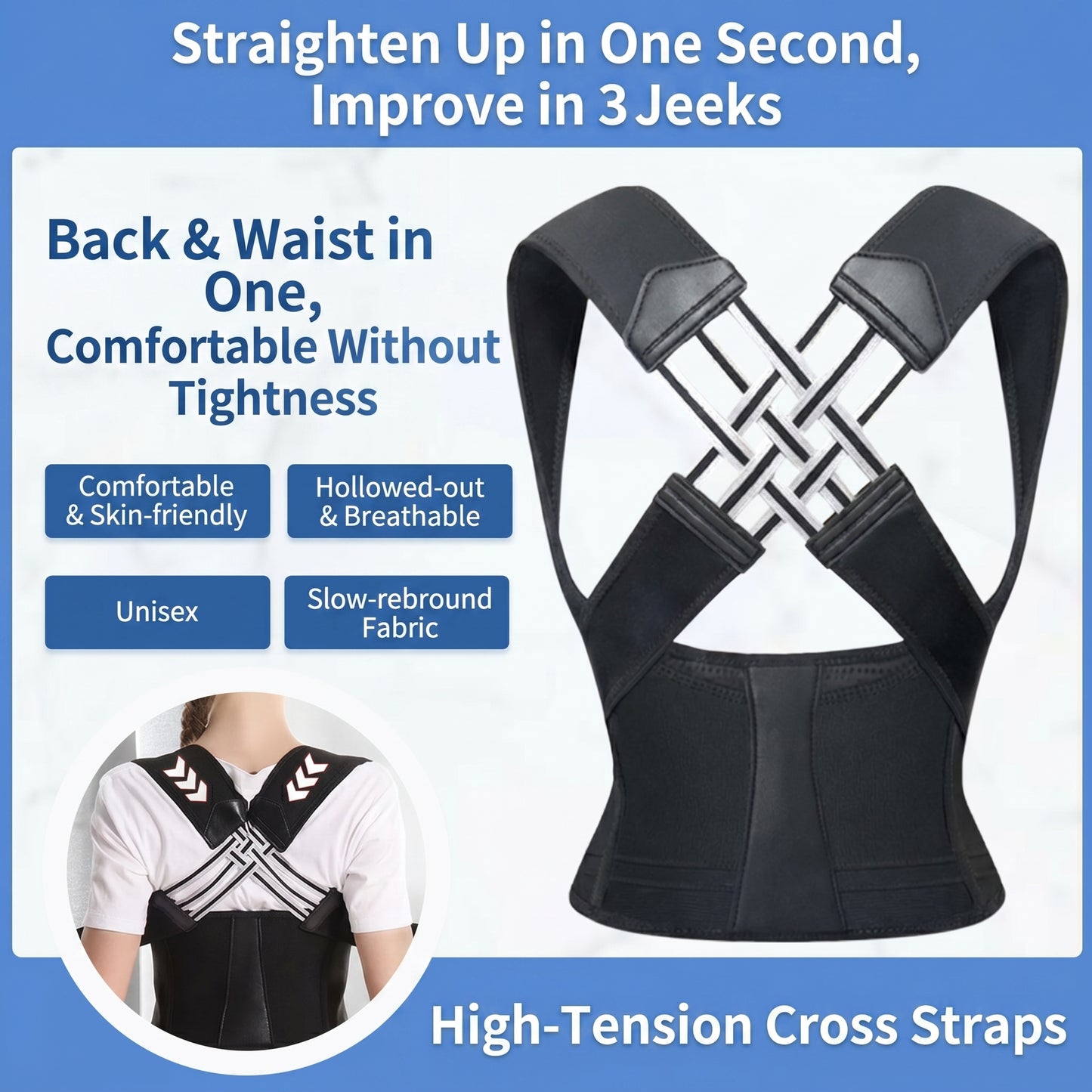 Back & Waist Support Posture Corrector - Invisible Under Clothes for Daily Use-TTT
