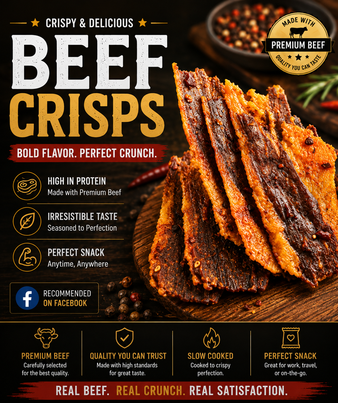 Premium Crispy Beef Bites.Big Crunch, Bold Beef Flavor in Every Bite.-OKL