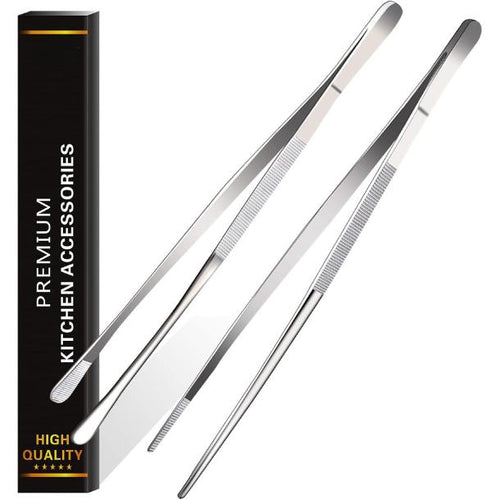 New Arrival 2-Pack 12 Inch Precision Hardware Tweezers, Extra Long Stainless Steel with Handle, Multi-use for Home Kitchen & BBQ Grilling Tools.-KPL