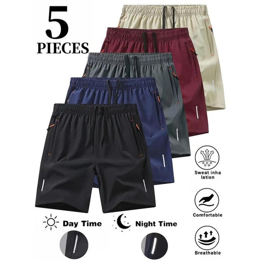 🏃 Men's Quick-Dry Athletic Shorts — Slim Fit Solid Color Breathable Design with Zipper Pockets & Drawstring Waistband ✨ Perfect for Gym Workouts, Running & Everyday Outdoor Wear 🌞-KPL