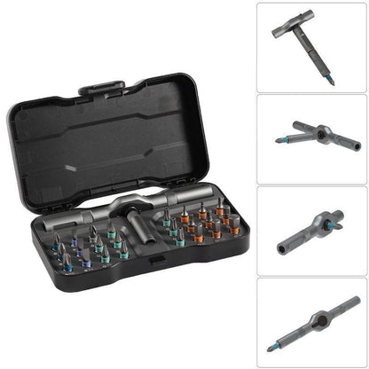 24-in-1 Multifunctional Screwdriver Set, Magnetic Design with Interchangeable Bits, Compact Portable Ratchet Screwdriver Kit, Household Repair Tool Box.-KPL