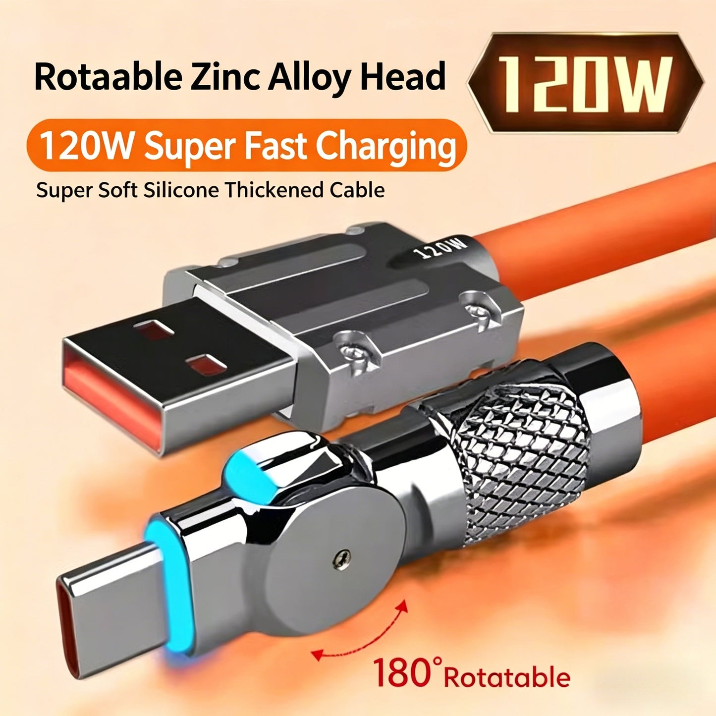 ⚡120W 180° Rotating Fast Charging USB-C Cable-CJP