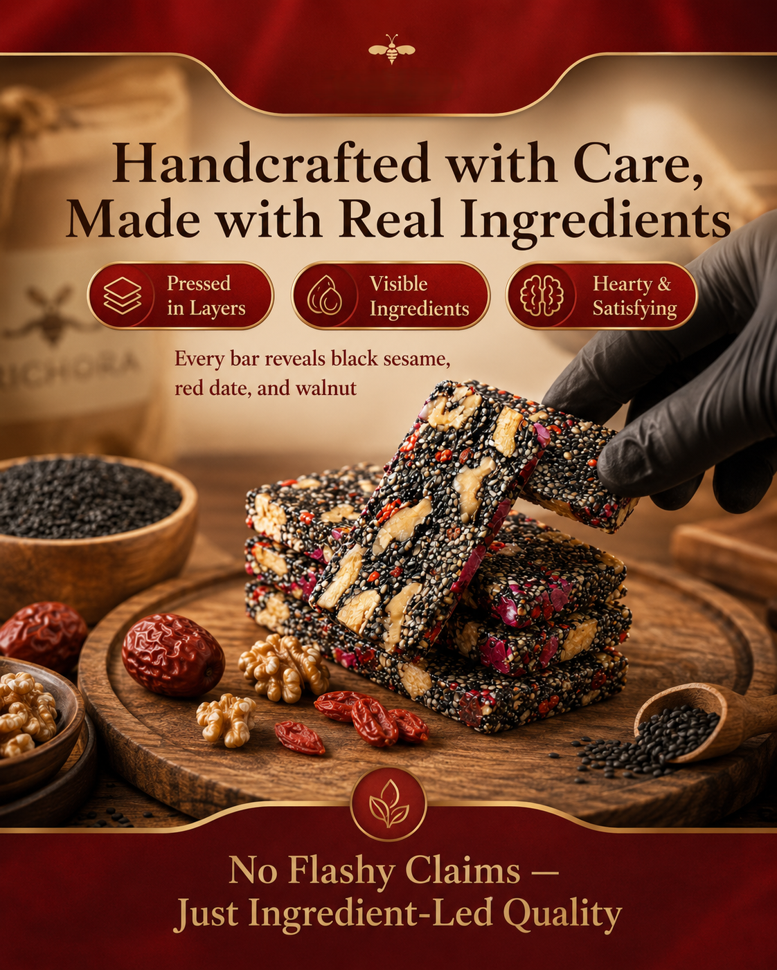 Five Black Nourishing Sesame Bars – Heart & Blood Sugar Friendly Healthy Snack-ZRT