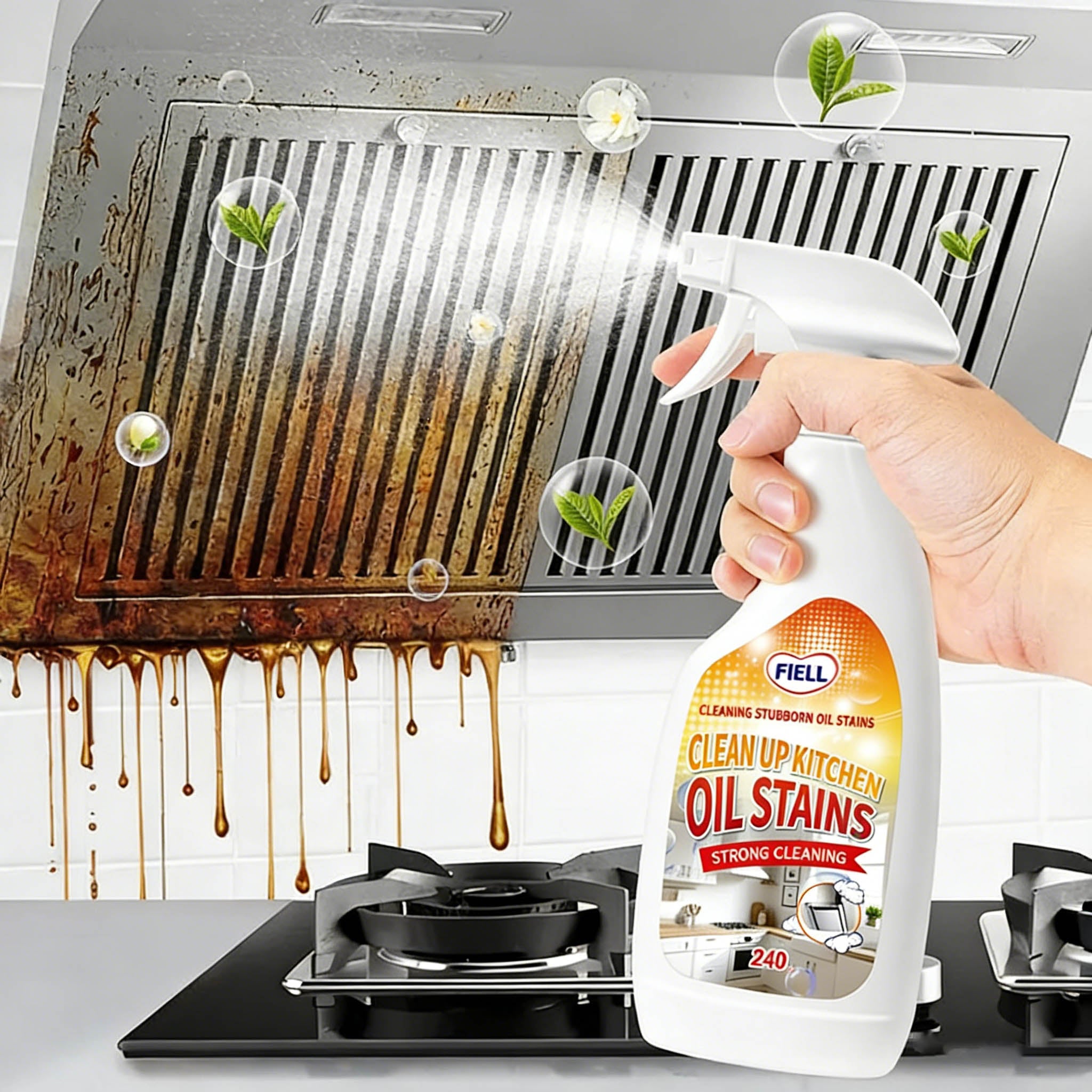 Powerful multi-purpose cleaner for kitchen, oven, stove, range hood an ...