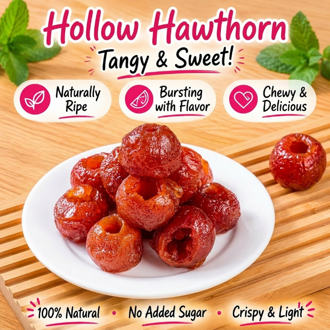 😋Hollow Dried Hawthorn Berries - 🍃100% Natural Digestive Healthy Fruit Snack, Seedless & Plump Preserved Hawthorn-XLB