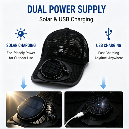 ☀️ Solar-Powered Cooling Fan Baseball Cap | UPF 50+ Sun Protection-WBJ