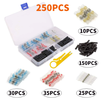 🔧 250PCS Solder Seal Wire Connectors — Waterproof Heat Shrink Butt Connectors with Self-Soldering Design ✨ Ideal for Marine, Automotive & Audio Applications 🚗🚤🎵-KPL
