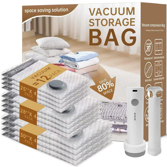 Vacuum Compression Storage Bags, Reusable, Space Saving, Ideal for Clothes and Suitcases, Perfect for Carry-on Luggage.-KPL