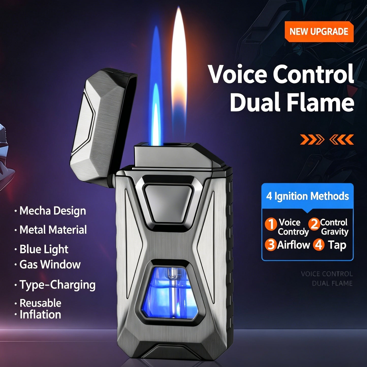 🔥 Smart Voice-Activated Dual Flame Lighter – The Ultimate Tech Lighter-CJP