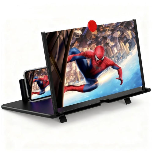 📱12\" Screen Magnifier,3D HD Mobile Phone Magnifier Projector Screen Enlarger for Movies, Videos, and Gaming,Foldable Cell Phone Stand with Screen Amplifier,Supports All Smartphones (Black, 12inch) #SummerVibes-AUX